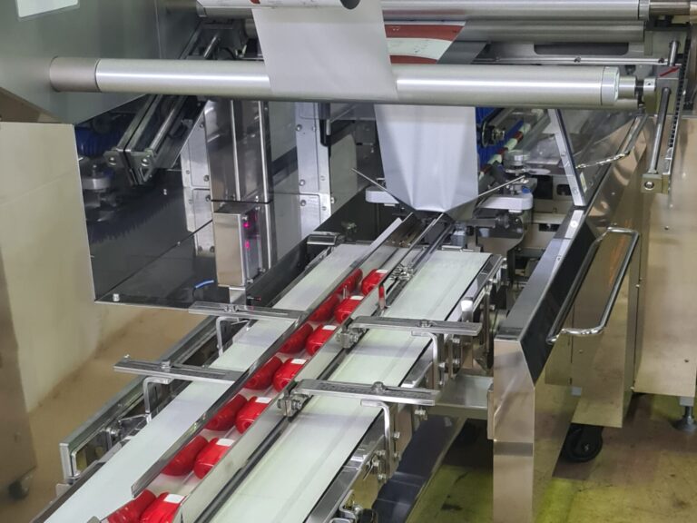 A close up of the anaphylaxis production line machinery